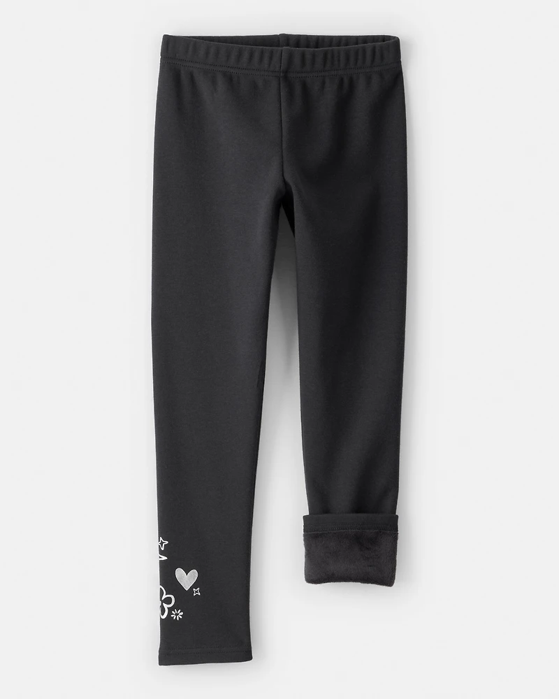 Girls Pull-On Stretch Cozy Leggings - Black