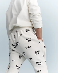 Toddler City Park™ Jogger Pant Snow Day Print - Cream