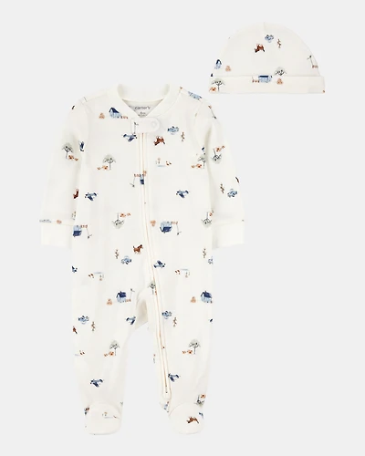 Baby 2-Piece 2-Way Zip Sleeper & Cap Set