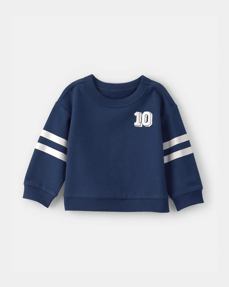 Baby Boy Varsity French Terry Pullover Sweatshirt - Blue