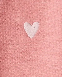 Baby Girl Heart Cotton Long-Sleeve Cardigan Sweater - Pink