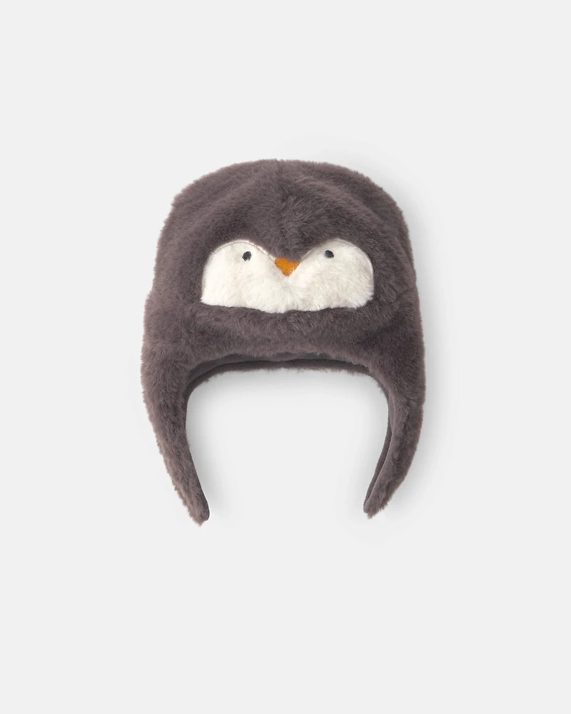 Baby Penguin Christmas Fleece Hat - Grey