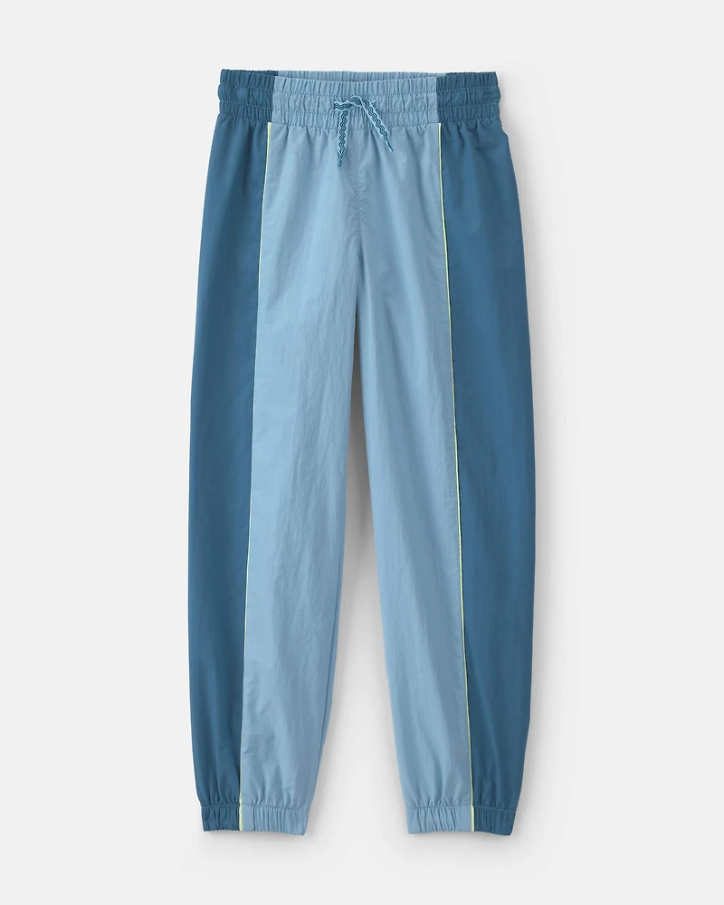 Girls Striped Drawstring Joggers - Blue