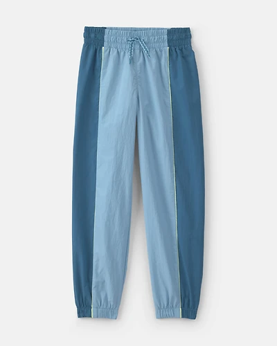 Girls Striped Drawstring Joggers - Blue