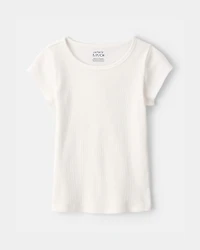 Girls Rib Top - White
