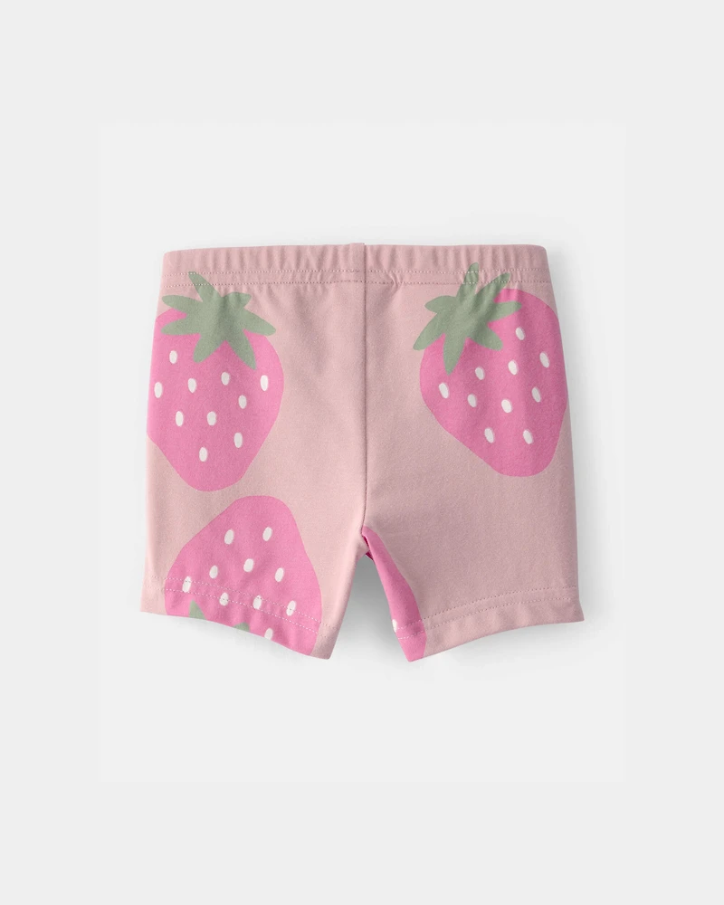 Baby Girl Strawberry Bike Shorts - Pink