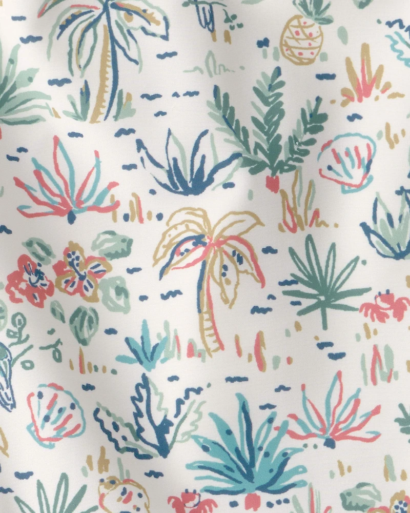 Girls Recycled Swimsuit Tropical Paradise Print
