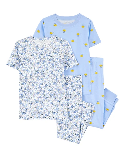 Toddler Girl 4-Piece Floral Cotton Pyjamas
