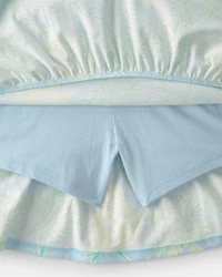 Girls 2-Piece Tank Top & Tropical Floral  Skirt Set - Blue