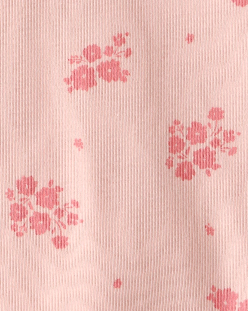 Baby Girl Floral Cotton Ruffle Long-Sleeve Top - Pink