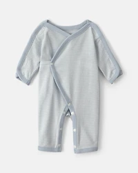 Baby Boy Striped 100% Cotton Sleeper - Blue
