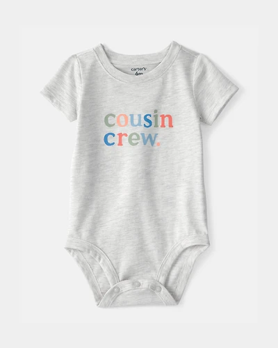 Baby 'Cousin Crew' Graphic Bodysuit - Grey