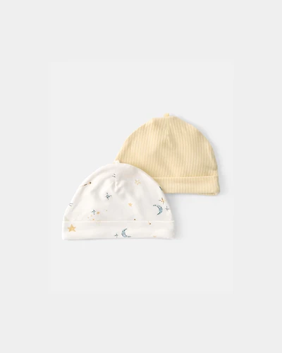 Baby 2-Pack Constellation PurelySoft Caps - Yellow/Ivory