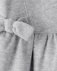Baby Girl DayDream Fleece Bow Glitter Long-Sleeve Jumpsuit - Grey