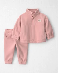 Baby Girl 2-Piece Recycled Microfleece Top & Pant Set