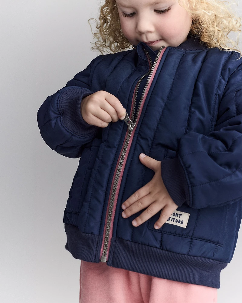 Toddler Quilted Bomber Jacket - Navy