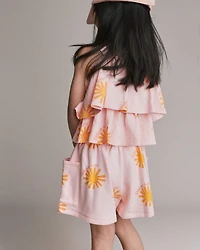 Toddler Girl Swing Short with Pockets Sunny Life Print - Rose