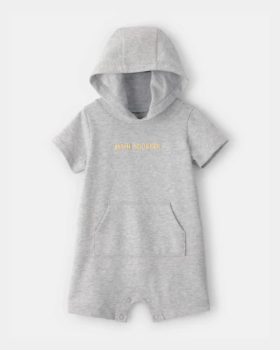 Baby Boy 'Main Squeeze' Short-Sleeve Hooded Romper - Grey