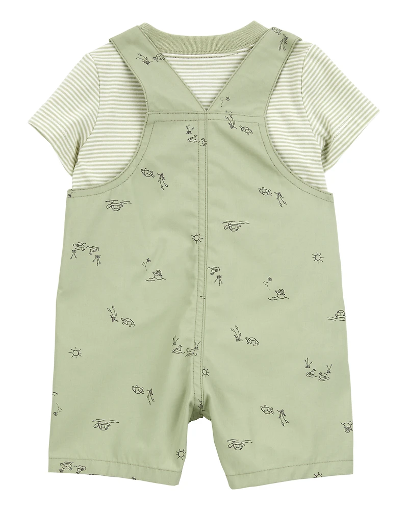 Baby Boy 2-Piece Tee & Shortall Set - Olive