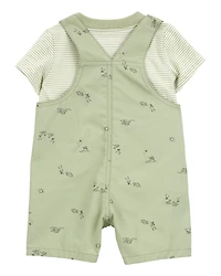 Baby Boy 2-Piece Tee & Shortall Set - Olive