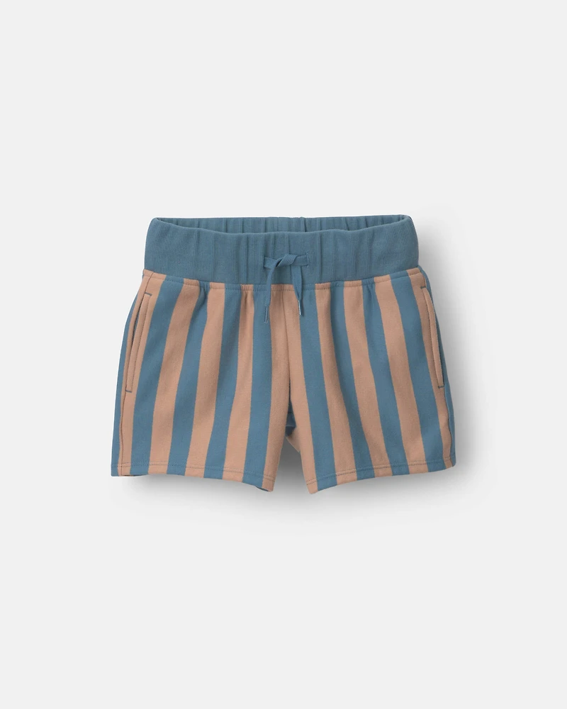 Toddler Boy Long-Line Short Stripes - Slate/Brown