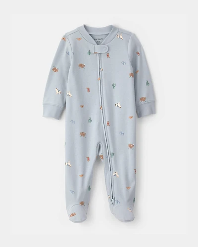 Baby Western 100% Cotton 2-Way Zip Sleeper - Blue