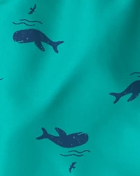Toddler Boy 2-Piece Whale Long-Sleeve Rashguard & Swim Trunks Set - Green