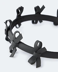 Toddler Girl Faux Leather Bow Headband - Black