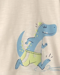 Toddler Boy Dinosaur Soccer Graphic Tee - Cream