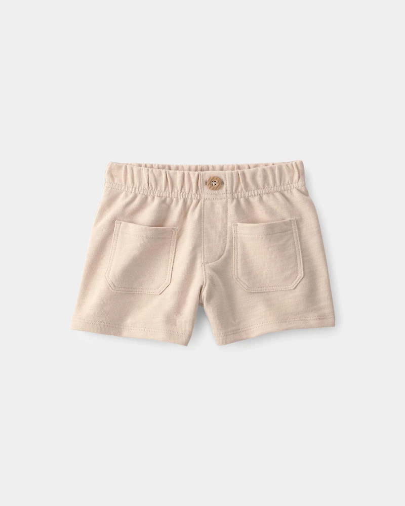 Toddler Girl 2-Piece Floral Top & Short Set - Cream/Tan