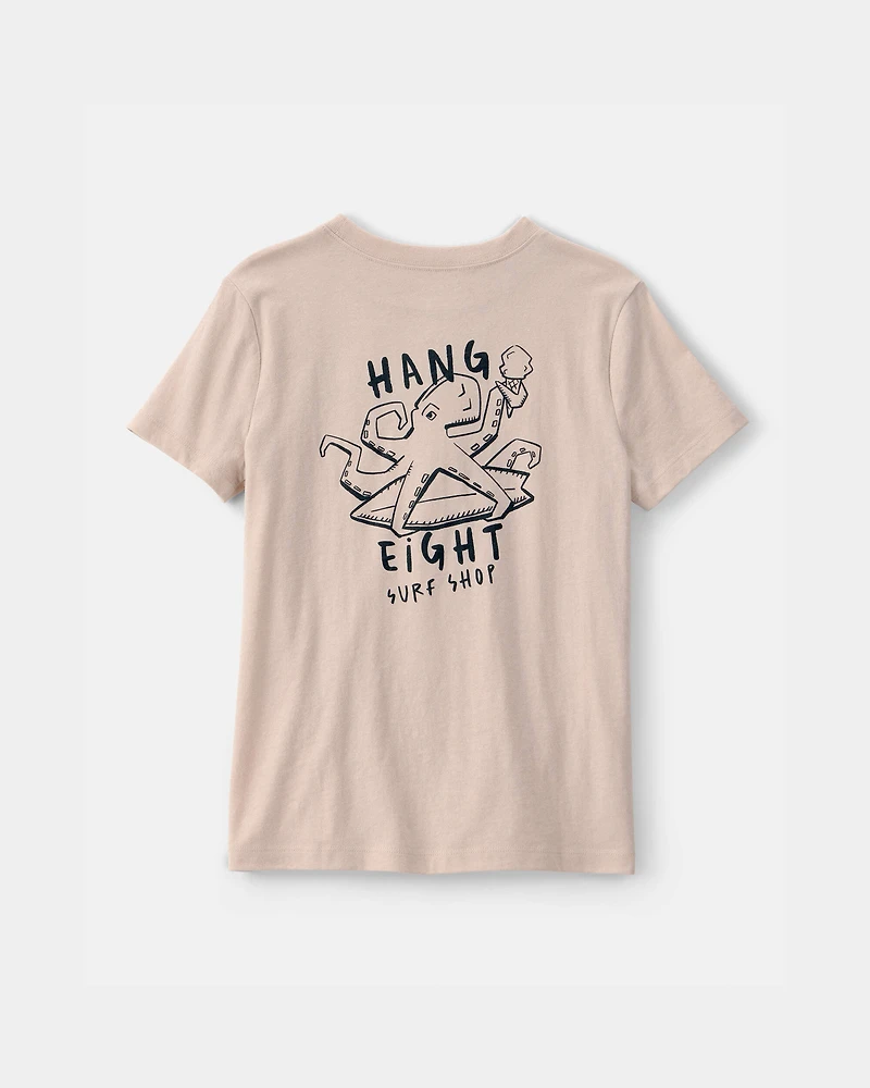 Kid Octopus Surf Graphic Tee - Tan