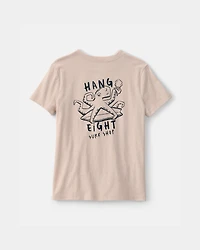 Kid Octopus Surf Graphic Tee - Tan