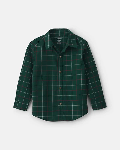 Toddler Boy Plaid Long-Sleeve Button-Down Shirt - Green