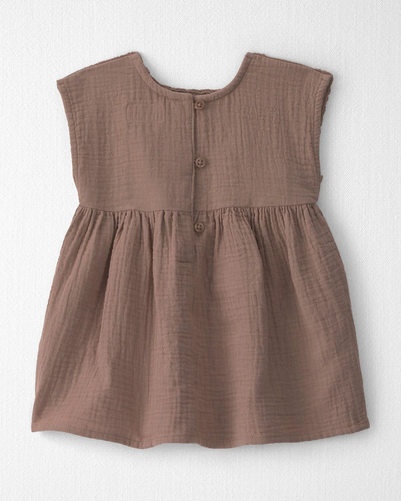 Baby Girl Organic Cotton Gauze Crochet Dress