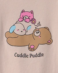 Toddler Girl 'Cuddle Puddle' Bear Graphic Tee - Tan