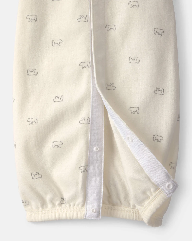 Baby Bear Long-Sleeve Sleeper Gown - Cream