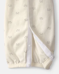 Baby Bear Long-Sleeve Sleeper Gown - Cream