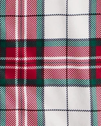 Kid Flannel Plaid Print Long-Sleeve Loose Fit 2-Piece Pajamas - Red/Green