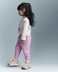 Toddler Girl Skiing Abstract Long-Sleeve Relaxed Graphic Top - Cream