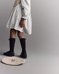 Toddler Girl Beret with Face Graphic - Tan