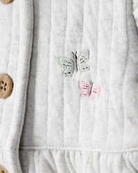 Baby Girl 3-Piece Butterfly Vest Outfit Set - Green