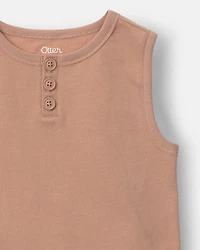 Toddler Boy Henley Tank - Tan