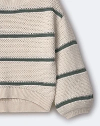 Toddler Girl Striped Balloon-Sleeve Sweater - Cream