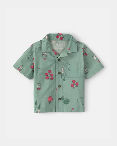 Baby Boy Veggies Fruit Short-Sleeve Button-Down Shirt - Green