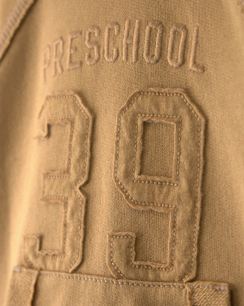 Toddler Boy Varsity French Terry Hoodie - Brown