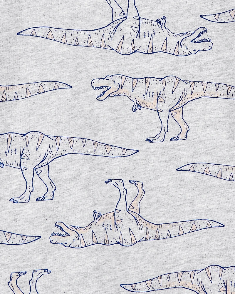 Boys Dinosaur Print Short-Sleeve Tee - Grey