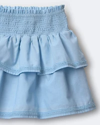 Toddler Girl Smocked Tiered Skirt - Blue