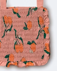 Toddler Girl Smocked Bib Top Clementine Grove Print - Peach