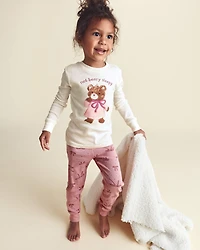 Toddler Girl 4-Piece Bear Varsity 100% Cotton Snug Fit Pyjama Set - Pink/Cream