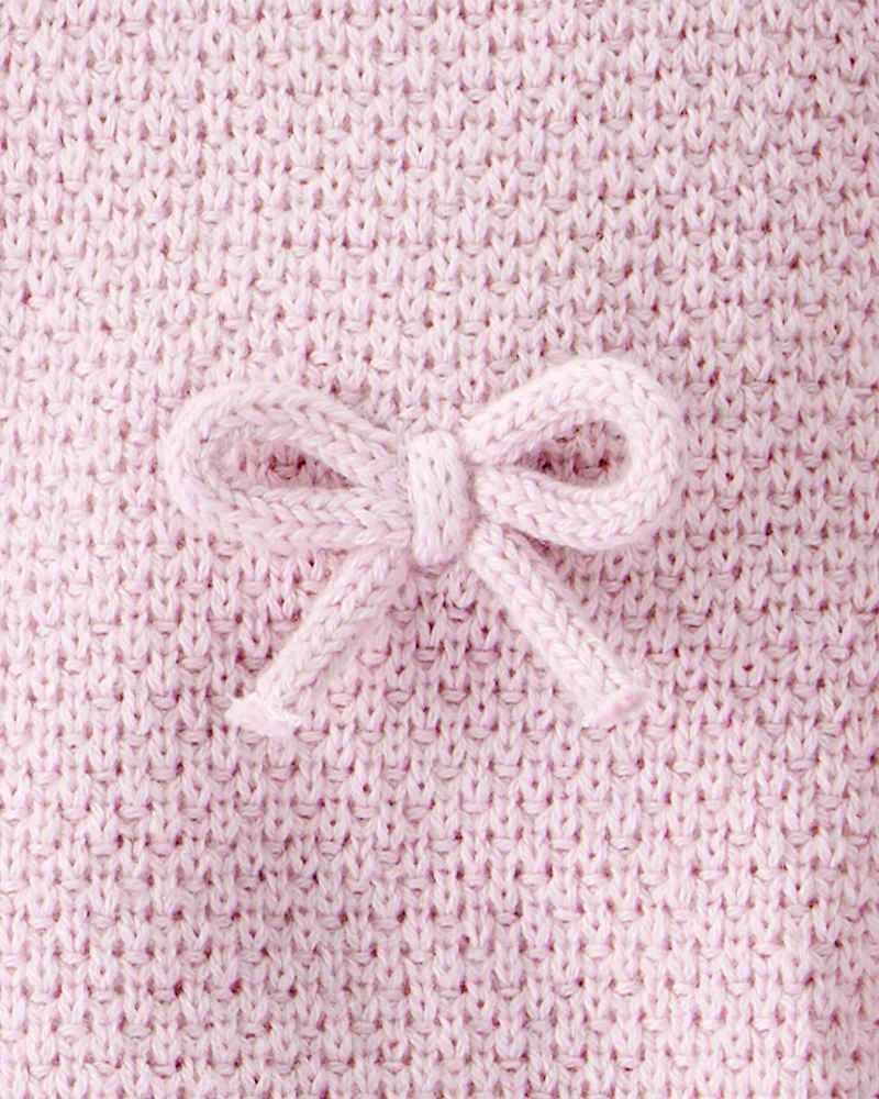 Baby Girl 2-Piece Organic Cotton Bow Knit Sweater & Pant Set